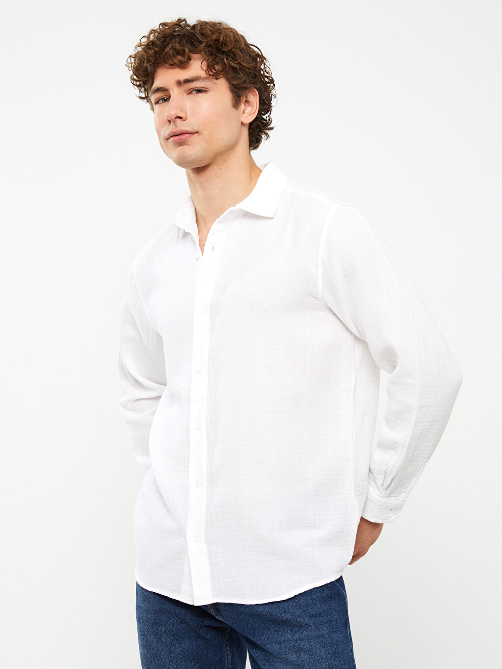 Рубашка Мужская С Длинным Рукавом Стандартного Кроя-1