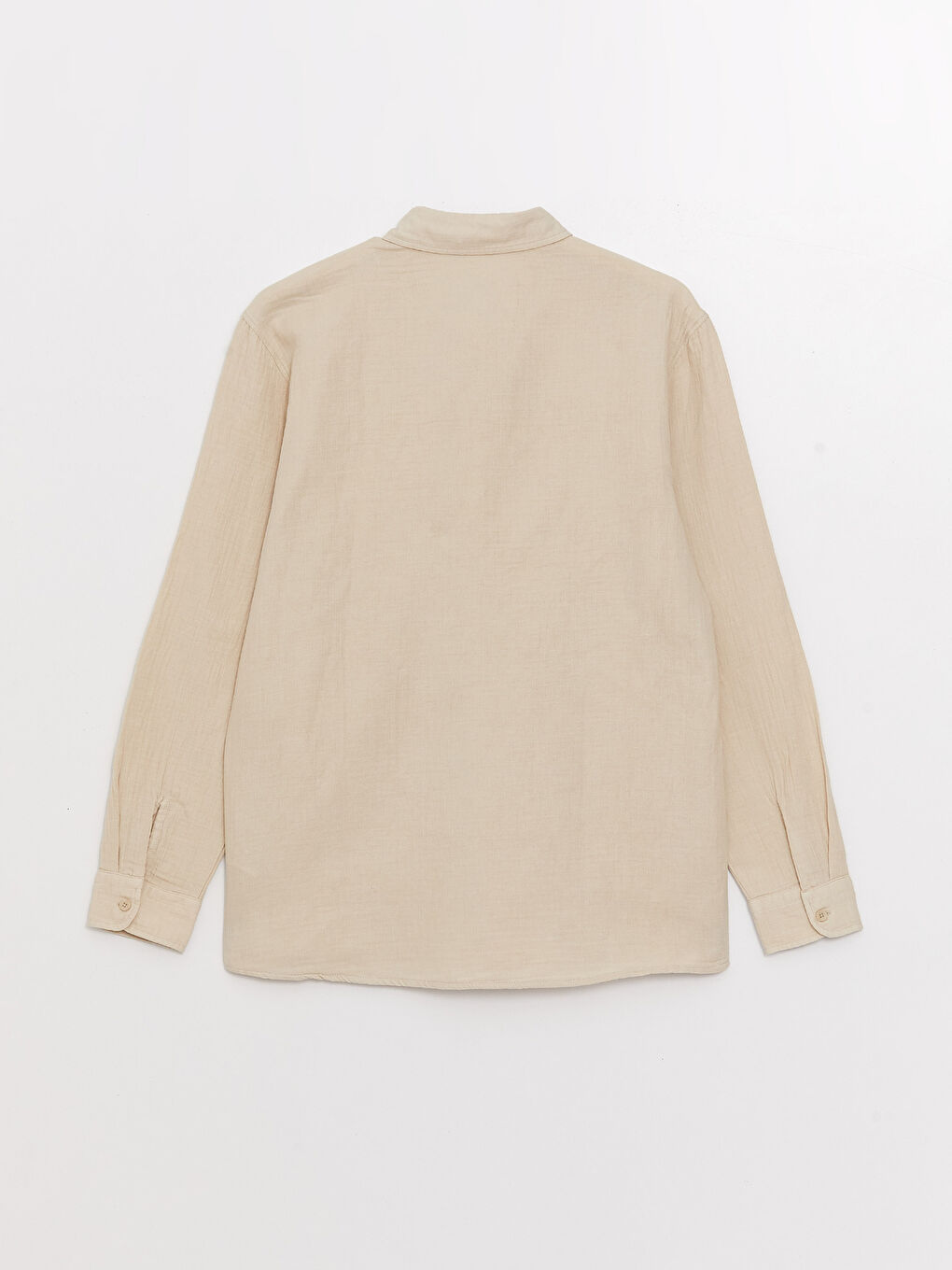 Bej Regular Fit Uzun Kollu Müslin Erkek Gömlek-6