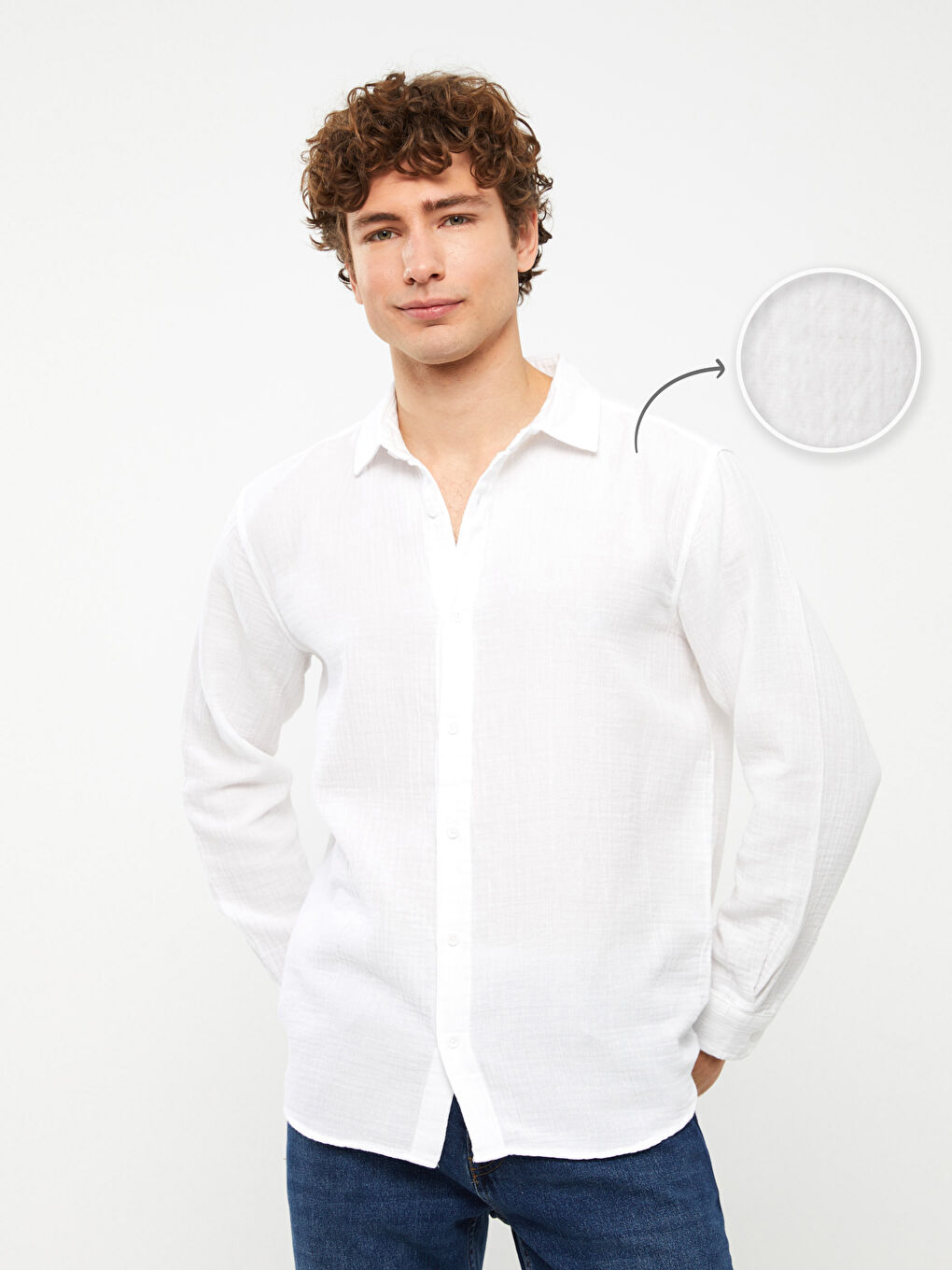 Рубашка Мужская С Длинным Рукавом Стандартного Кроя