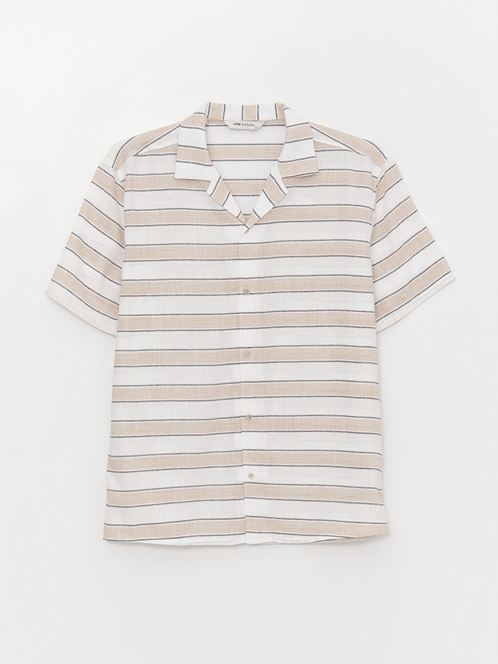 قميص رجالي مخطط بأكمام قصيرة بقصة عادية-5