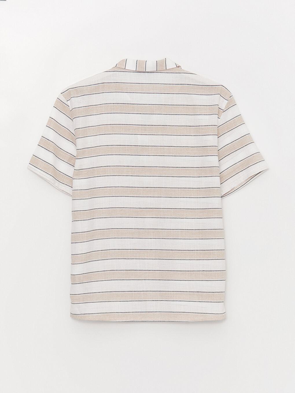 قميص رجالي مخطط بأكمام قصيرة بقصة عادية-6