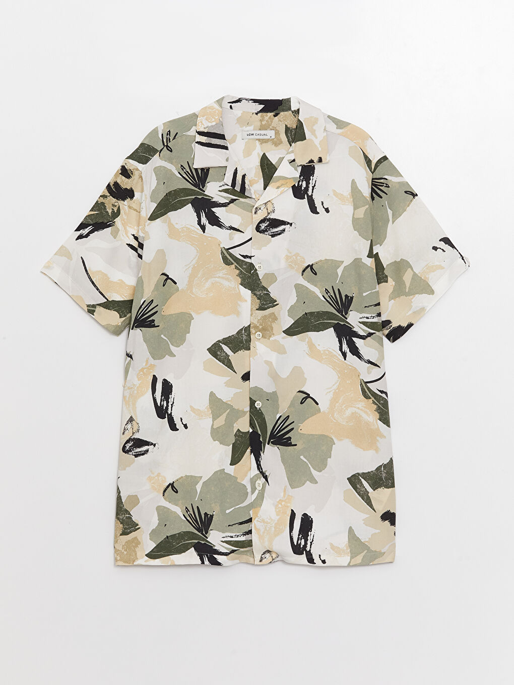 Haki Regular Fit Kısa Kollu Desenli Erkek Gömlek-5