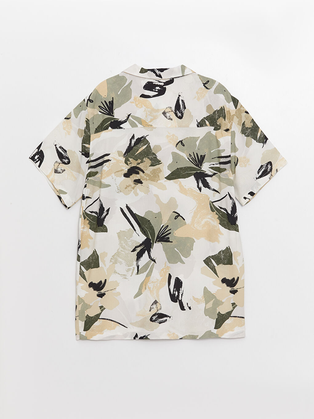 Haki Regular Fit Kısa Kollu Desenli Erkek Gömlek-6