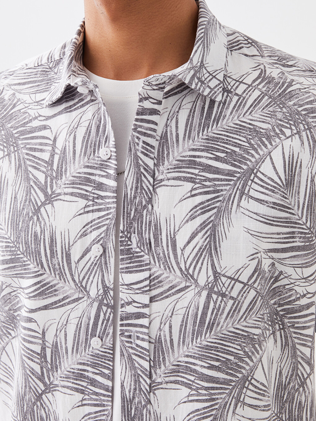 Regular Fit Short Sleeve Patterned Poplin Men's Shirt-3