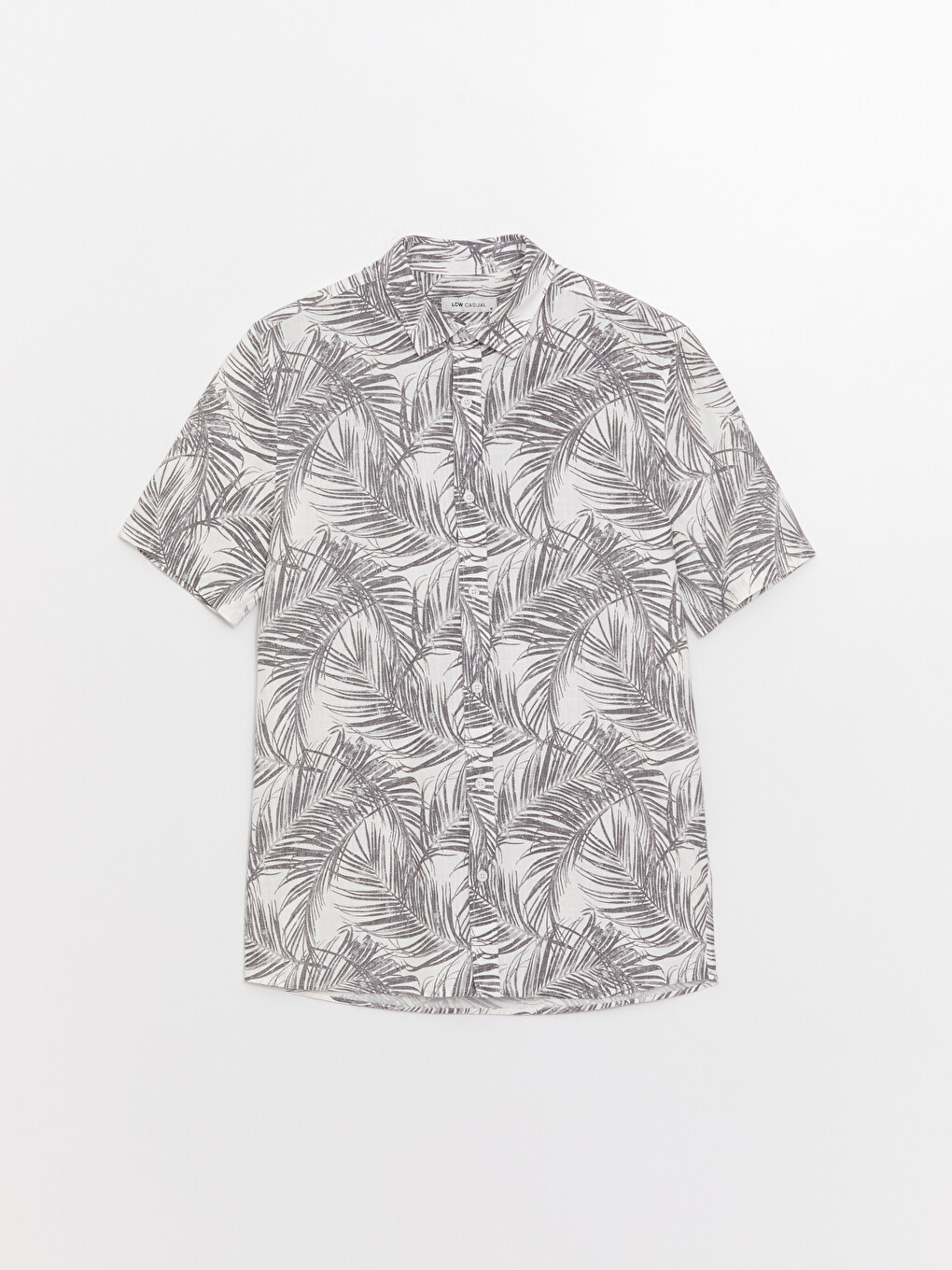 Regular Fit Short Sleeve Patterned Poplin Men's Shirt-5