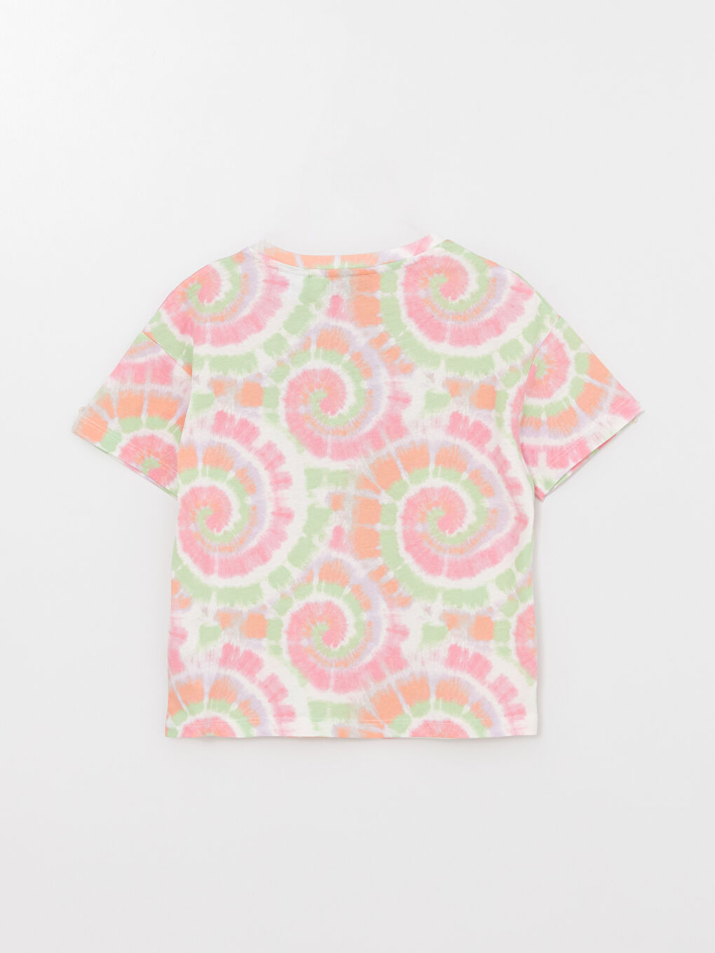 تيشيرت بناتي كم قصير مطبوع ميكي ماوس بياقة دائرية-1