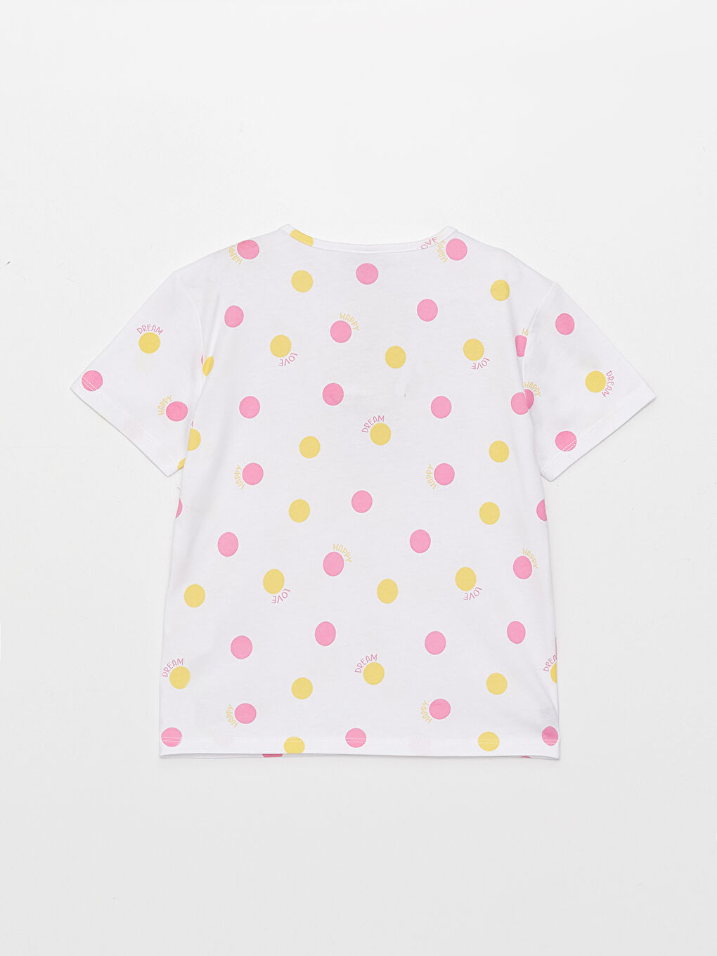 Beyaz Bisiklet Yaka Baskılı Pamuklu Kız Çocuk Tişört-2