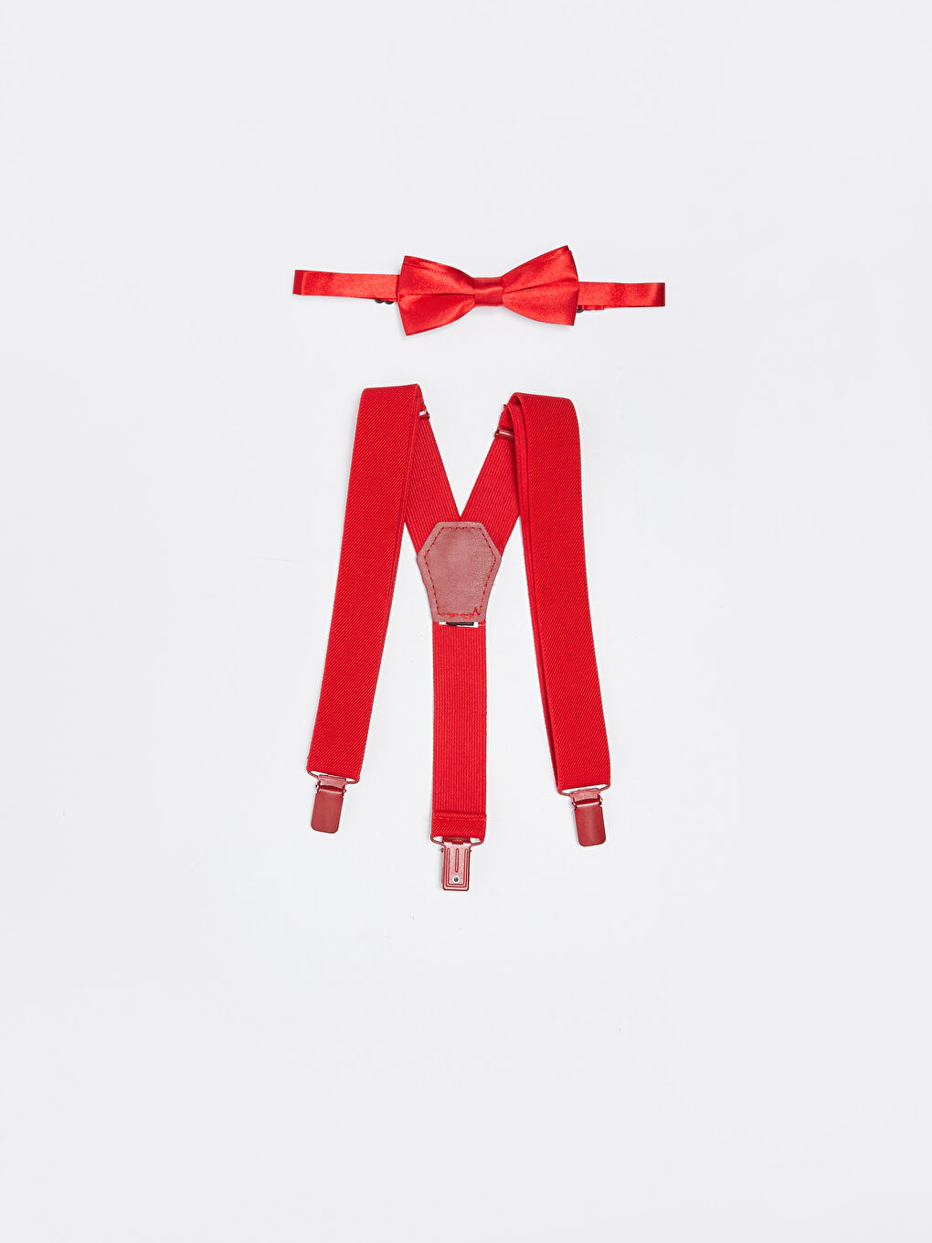 Kırmızı Erkek Çocuk Papyon ve Pantolon Askısı-1