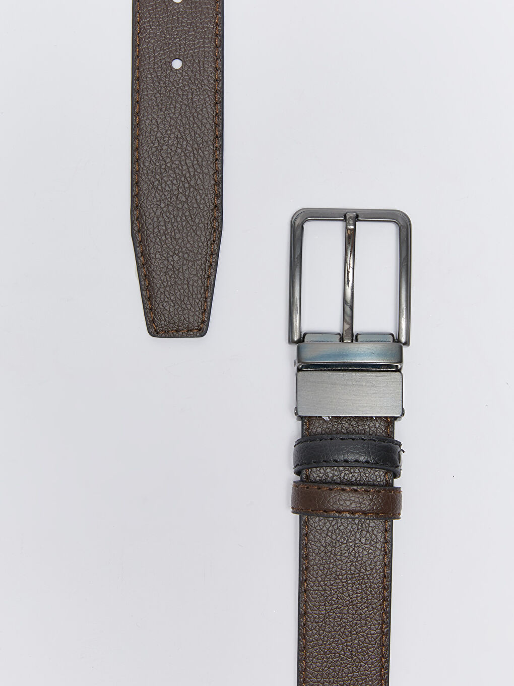 Siyah Deri Görünümlü Erkek Chino Kemeri-3