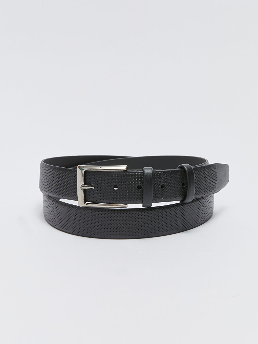 Siyah Deri Görünümlü Erkek Chino Kemeri