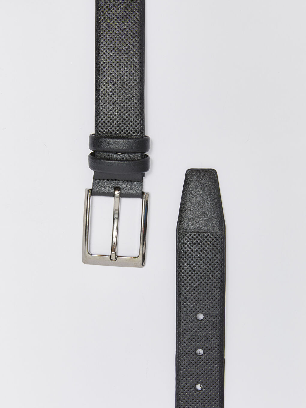 Siyah Deri Görünümlü Erkek Chino Kemeri-2