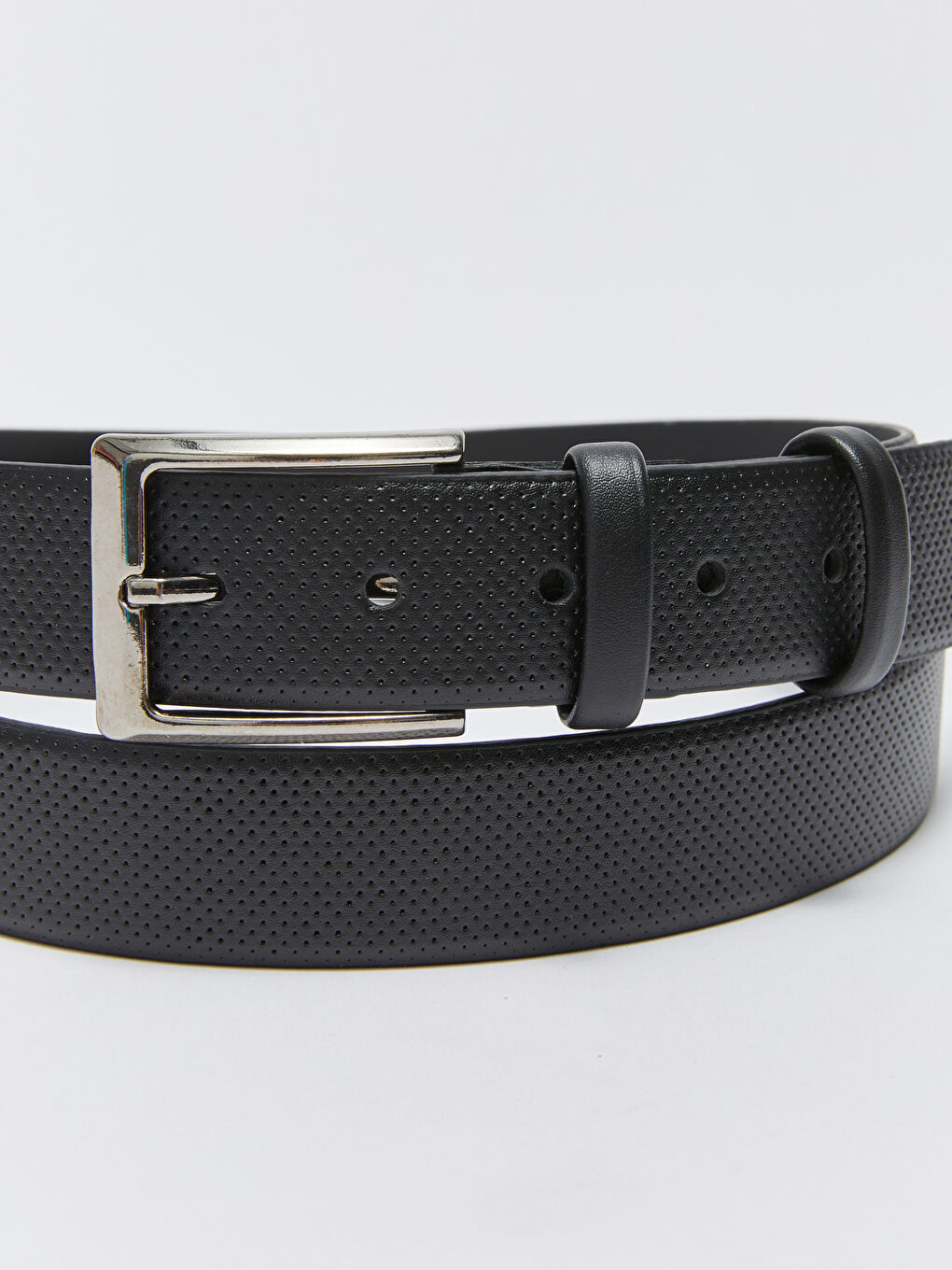 Siyah Deri Görünümlü Erkek Chino Kemeri-3