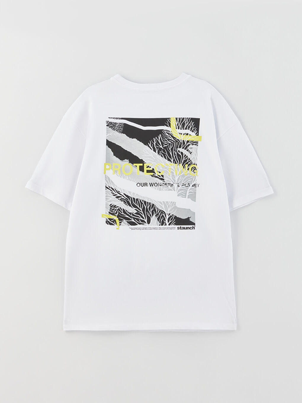 Beyaz Bisiklet Yaka Kısa Kollu Baskılı Penye Erkek Tişört-6