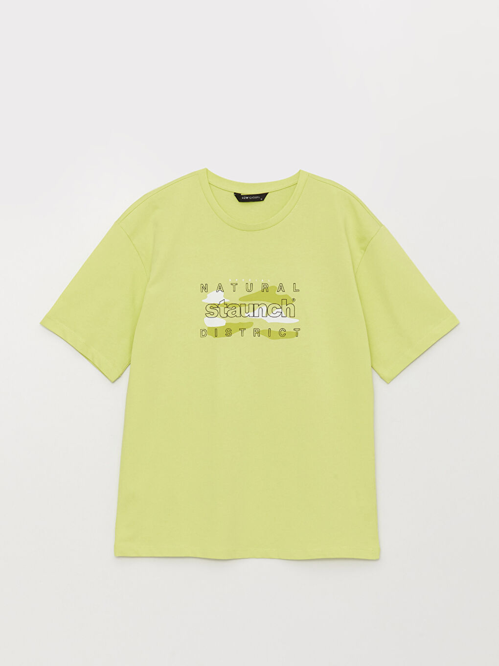 Yeşil Bisiklet Yaka Kısa Kollu Baskılı Erkek Tişört-6