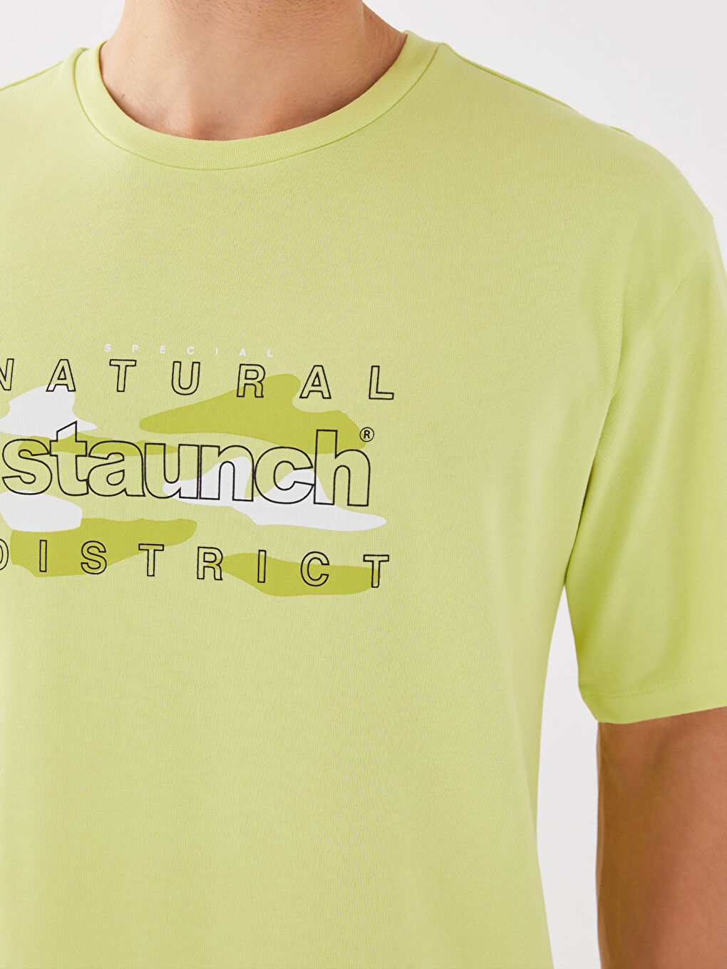 Yeşil Bisiklet Yaka Kısa Kollu Baskılı Erkek Tişört-4