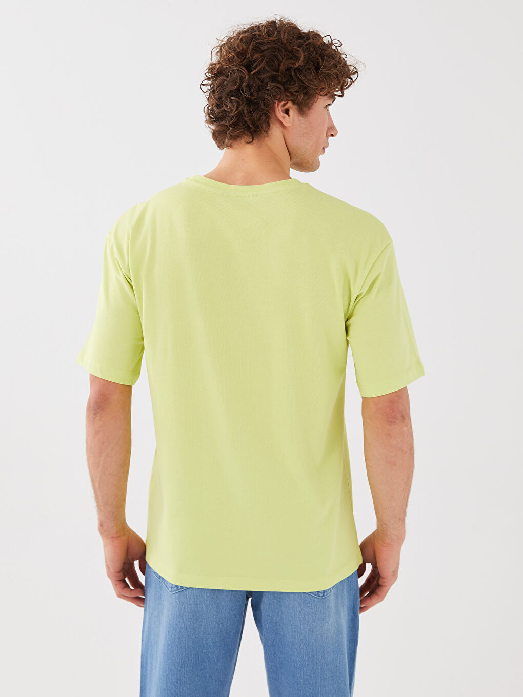 Yeşil Bisiklet Yaka Kısa Kollu Baskılı Erkek Tişört-5