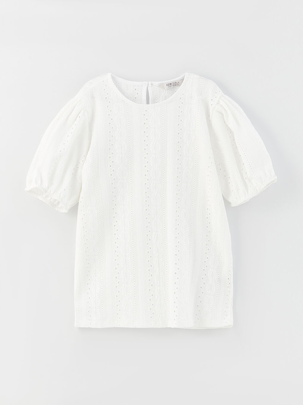 تيشيرت بناتي بكم قصير وياقة دائرية ونقشة ذاتية