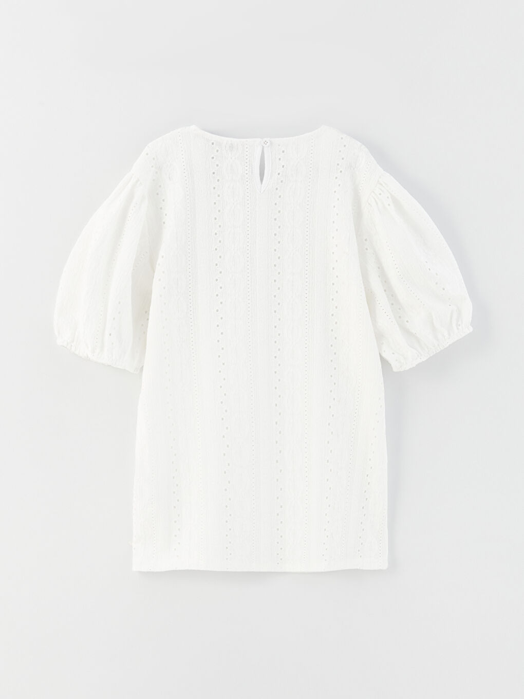 تيشيرت بناتي بكم قصير وياقة دائرية ونقشة ذاتية-1