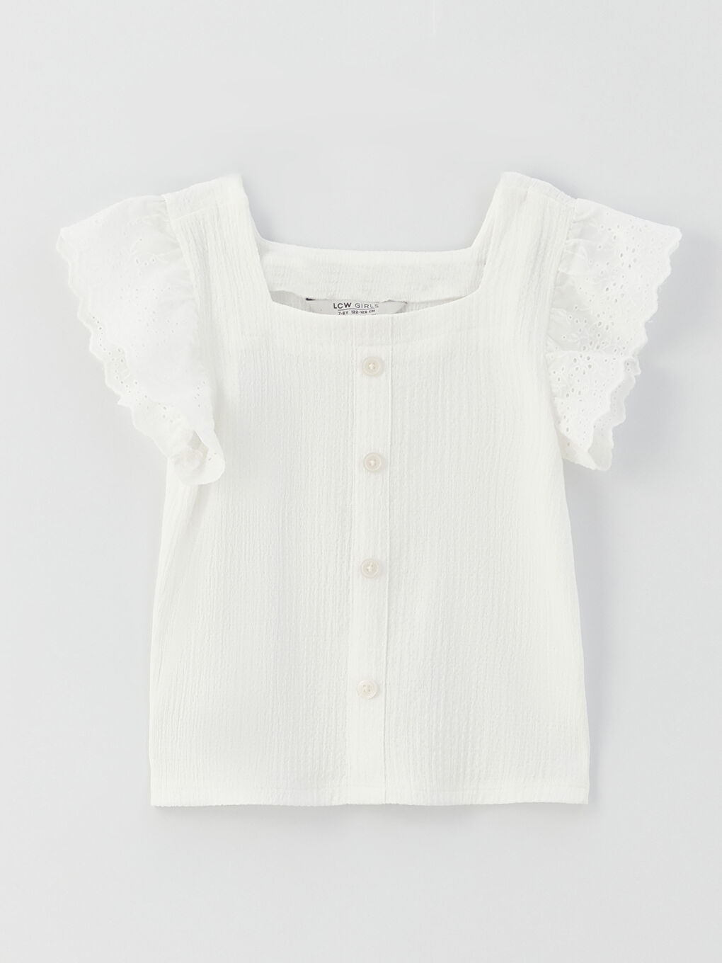 LCW Kids Square Collar Short Sleeve Girls' T-Shirt -S36837Z4-FDU