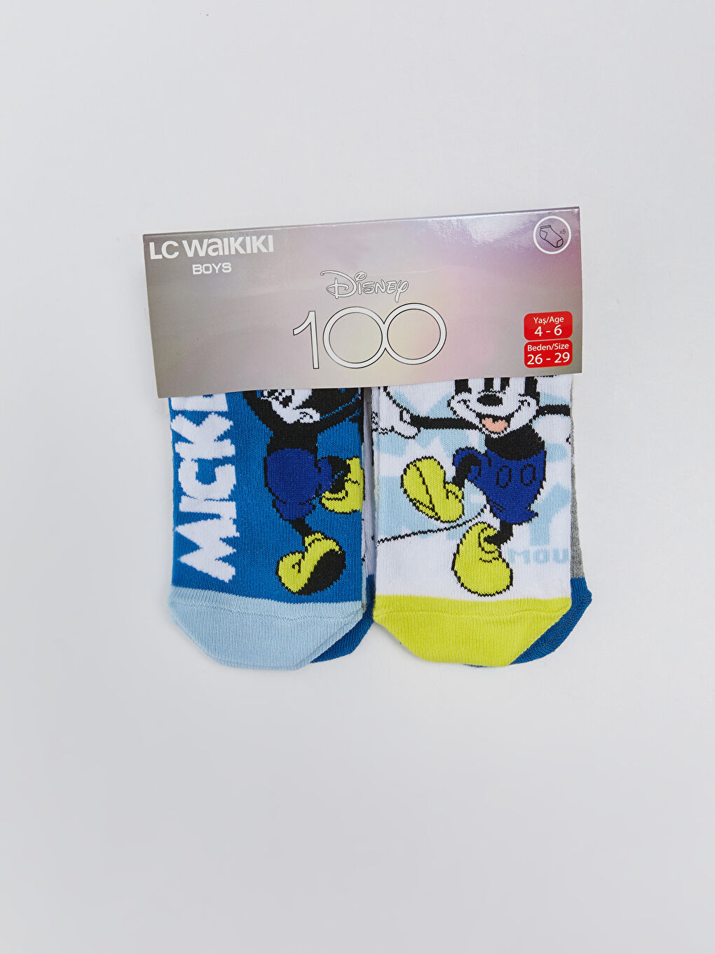 Mickey Mouse Patterned Boys Trainer Socks 5 Pack-2