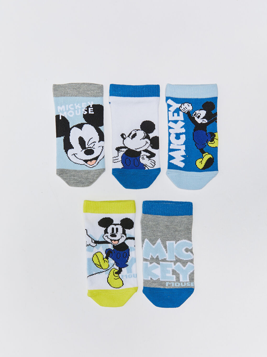 Mickey Mouse Patterned Boys Trainer Socks 5 Pack