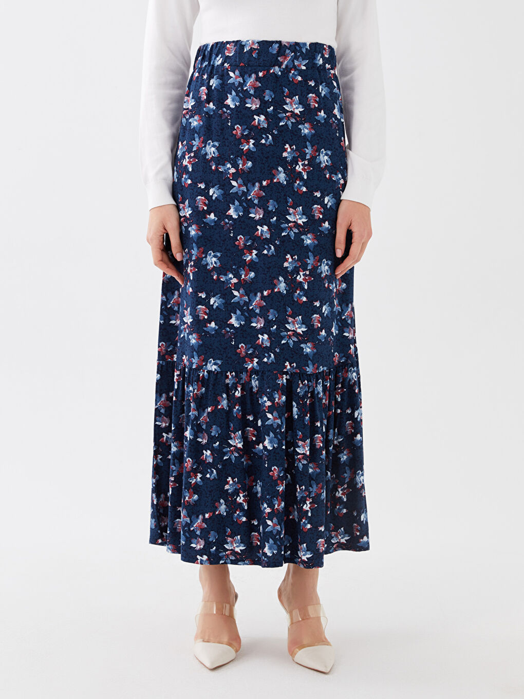 Fustă Evazată cu Model și Talie Elastică pentru Femei-2