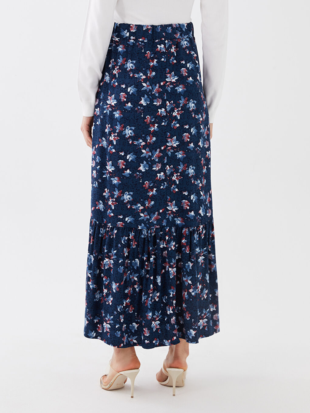 Fustă Evazată cu Model și Talie Elastică pentru Femei-3