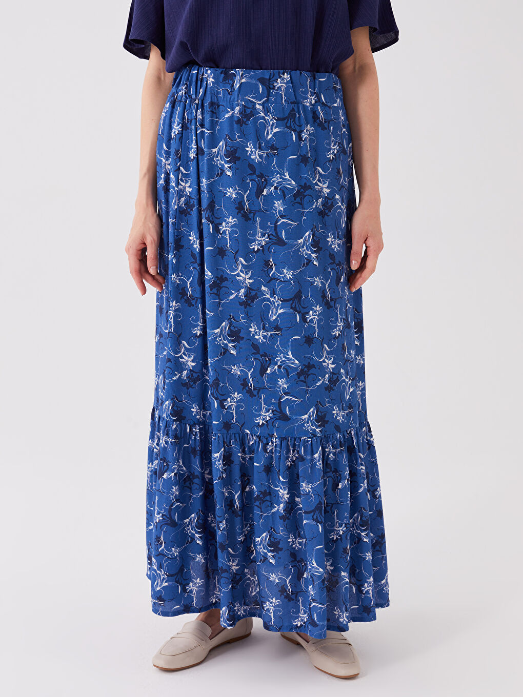 Women's Elastic Waist Patterned Flared Skirt -S36857Z8-LS4