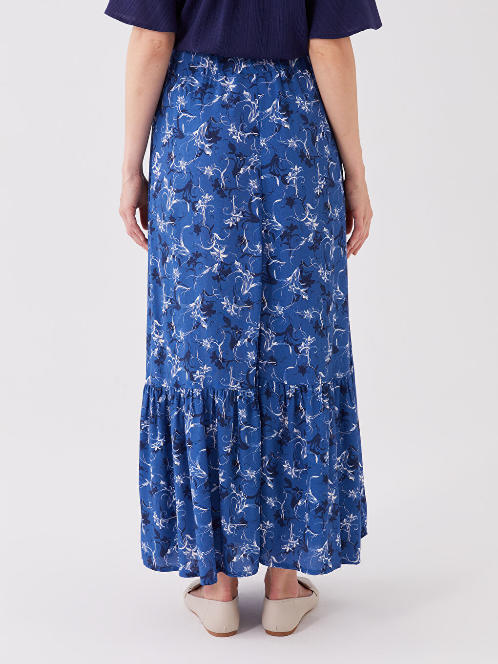 Women's Elastic Waist Patterned Flared Skirt -S36857Z8-LS4