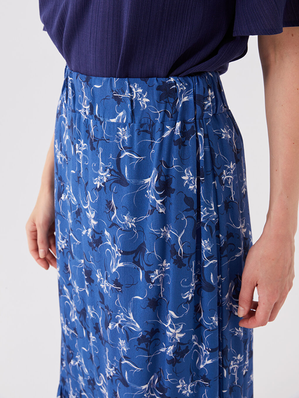 Women's Elastic Waist Patterned Flared Skirt -S36857Z8-LS4