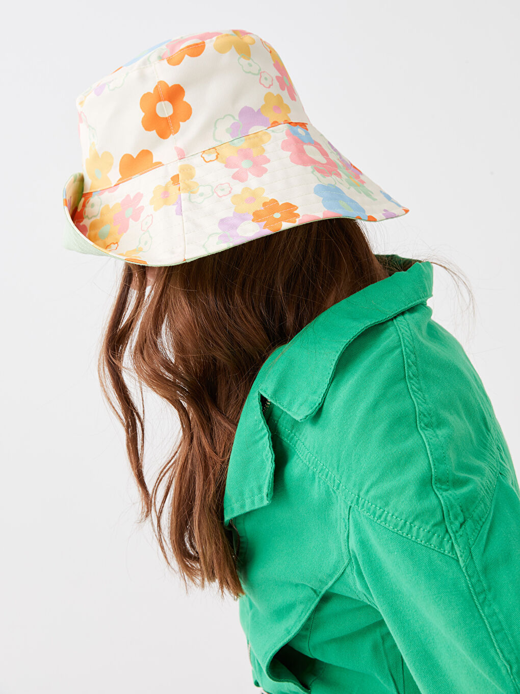 Mavi Çift Taraflı Kadın Bucket Şapka-2