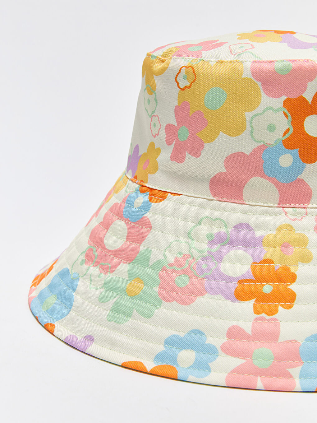 Mavi Çift Taraflı Kadın Bucket Şapka-7