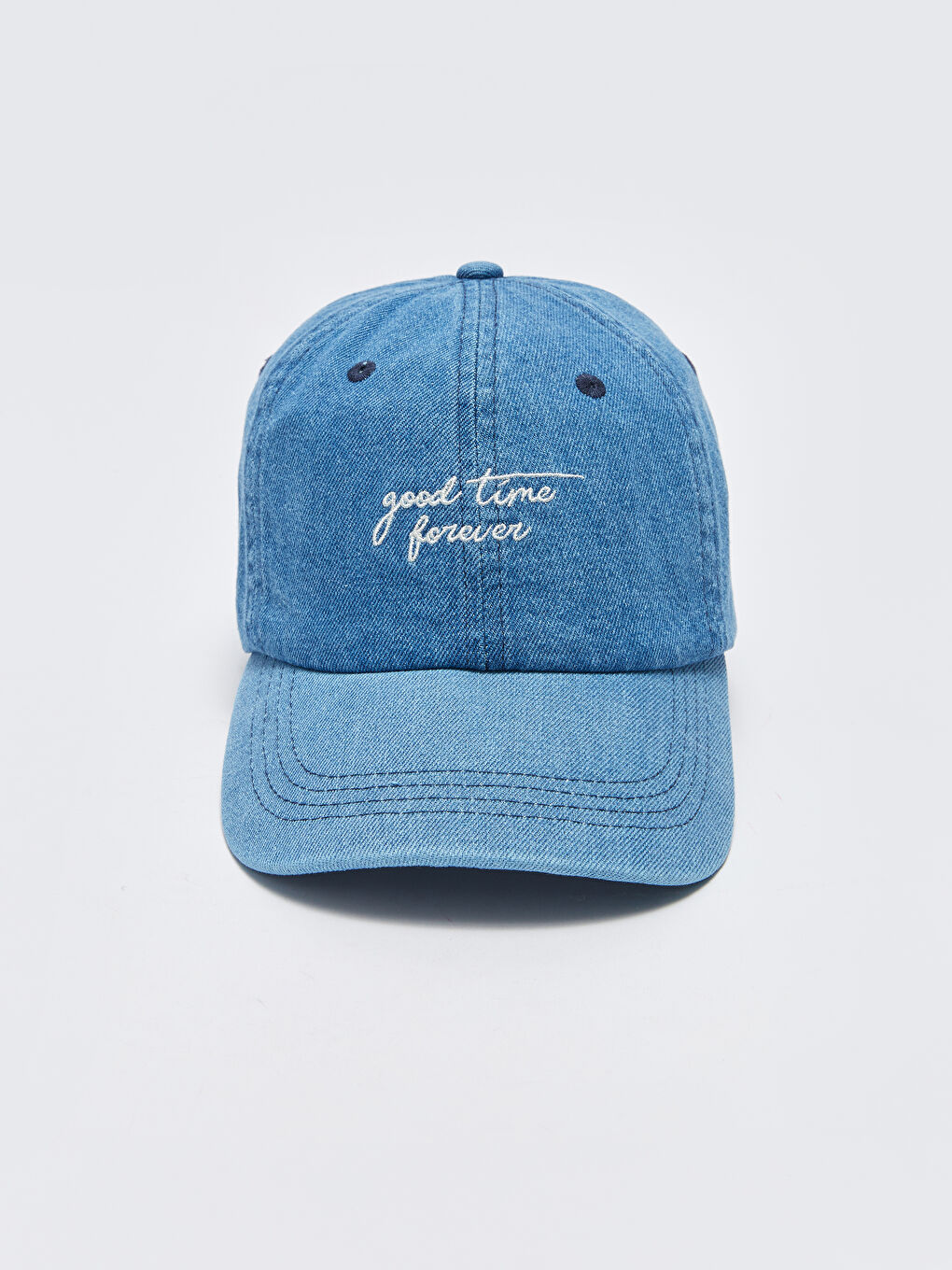 Mavi Yazı Nakışlı Kadın Kep Şapka-3