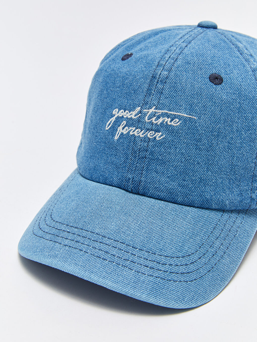 Mavi Yazı Nakışlı Kadın Kep Şapka-4