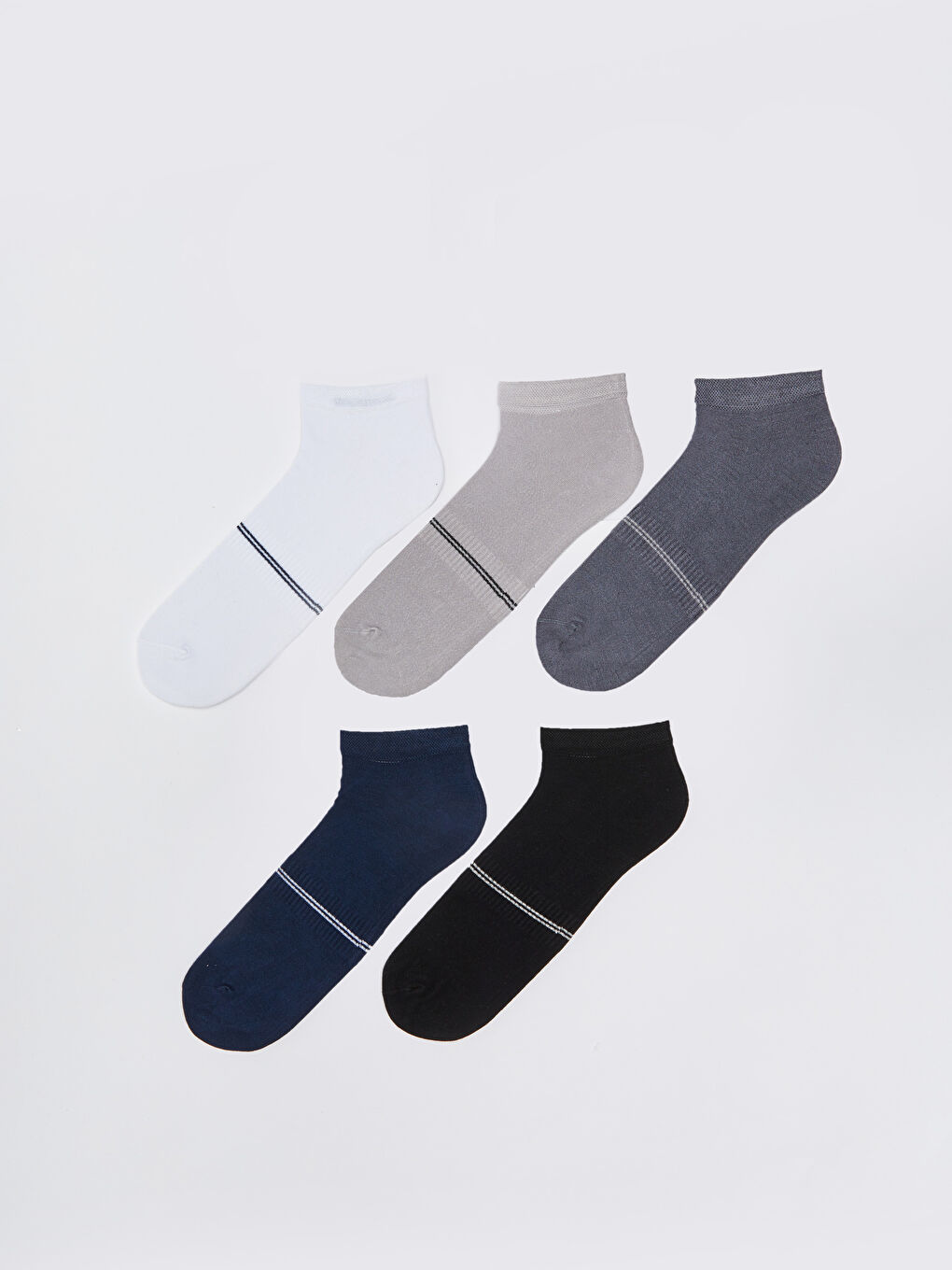 Karışık Çizgili Erkek Bambu Patik Çorap 5'li