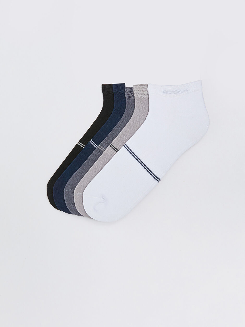 Karışık Çizgili Erkek Bambu Patik Çorap 5'li-1