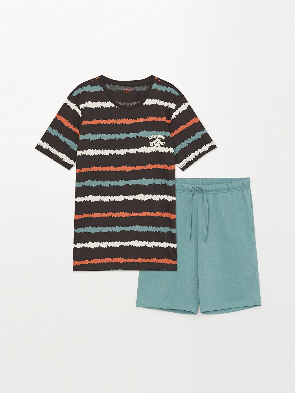 طقم بيجامة قصير عادي للرجال-4