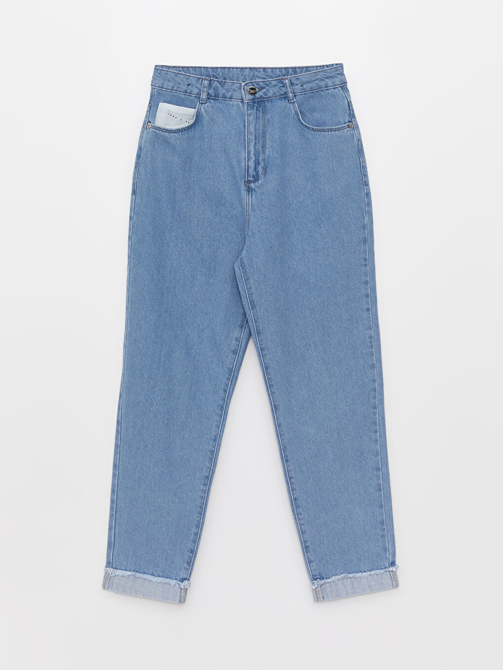 İndigo Basic Pamuklu Kız Çocuk Mom Jean Pantolon