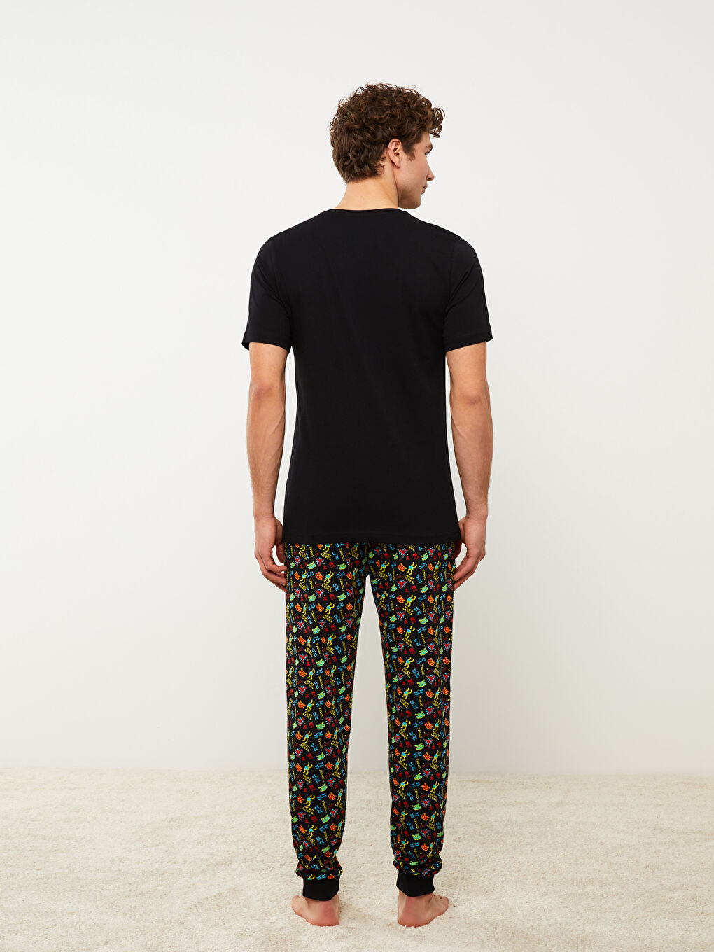 Siyah Slim Fit Erkek Pijama Takım-3