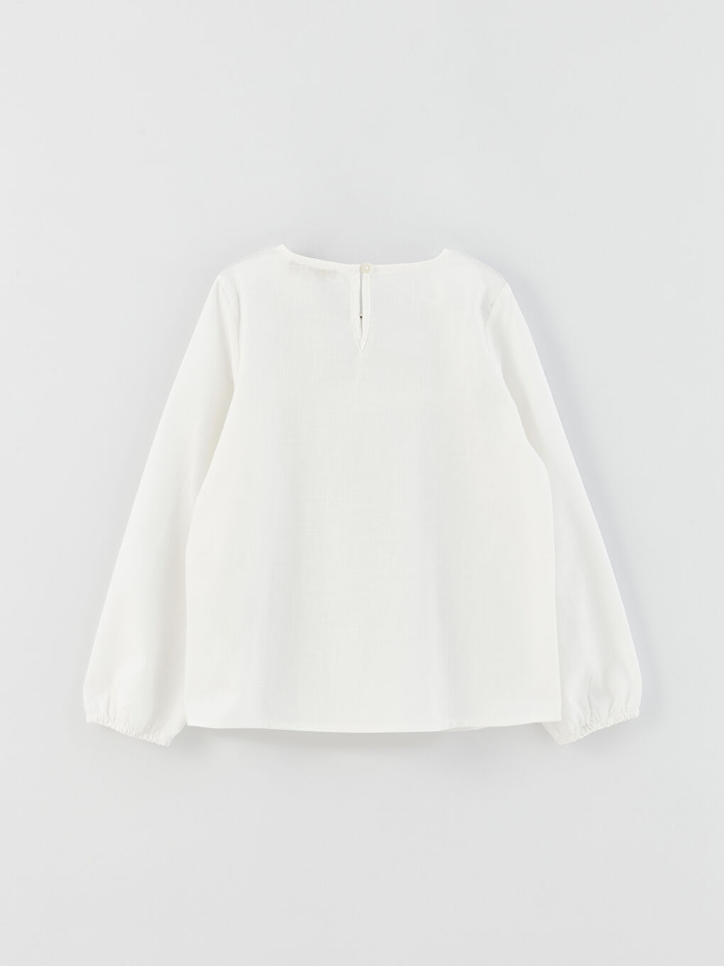 Ekru Bisiklet Yaka Dantel Detaylı Kız Çocuk Bluz-4