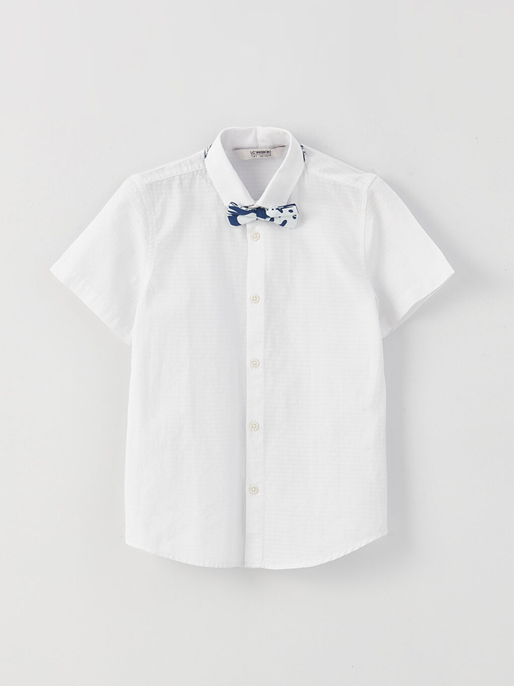 قميص أولاد كم قصير سادة مع بابيون