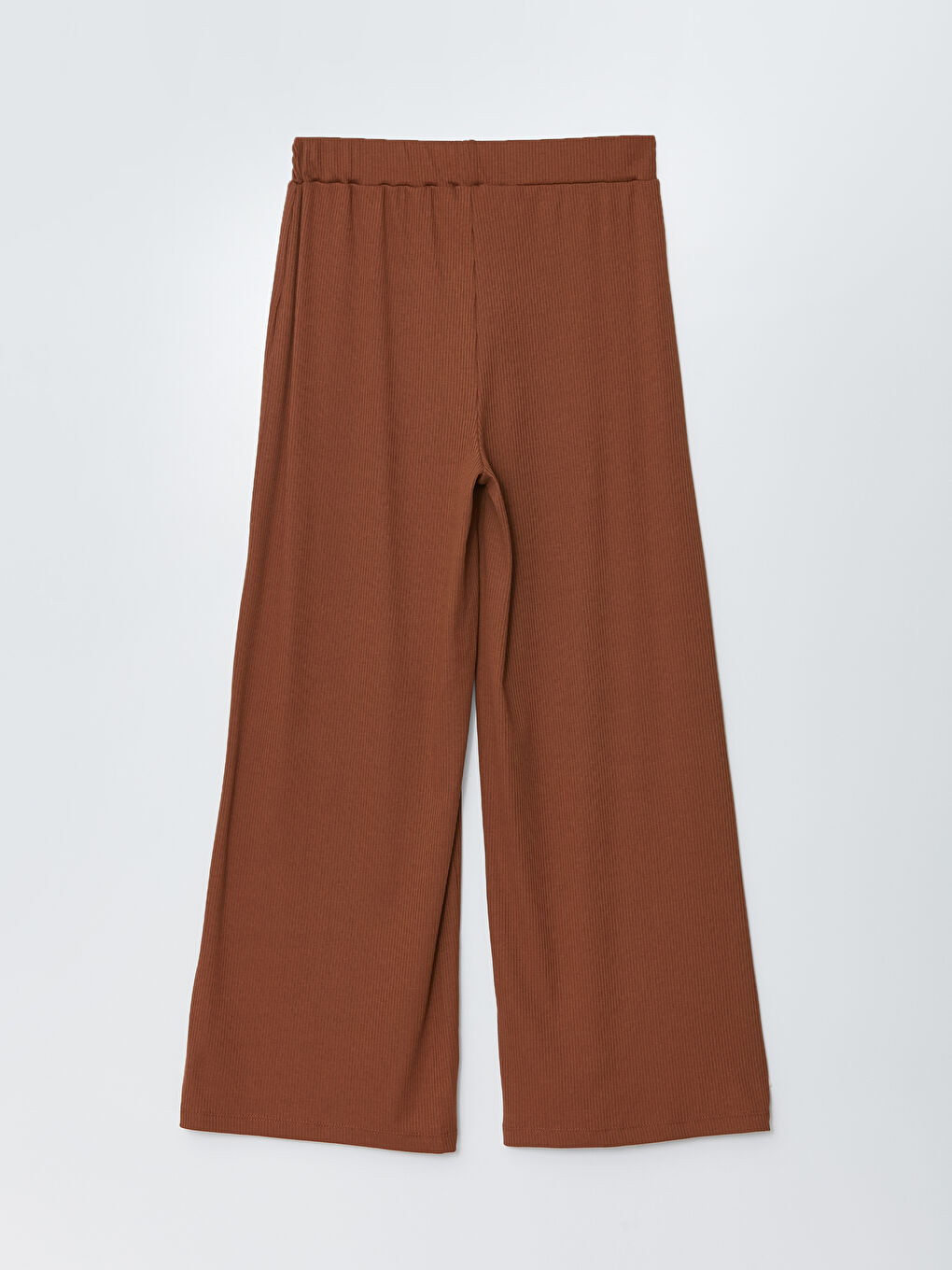 Kahverengi Kadın Beli Lastikli Düz Pantolon-6