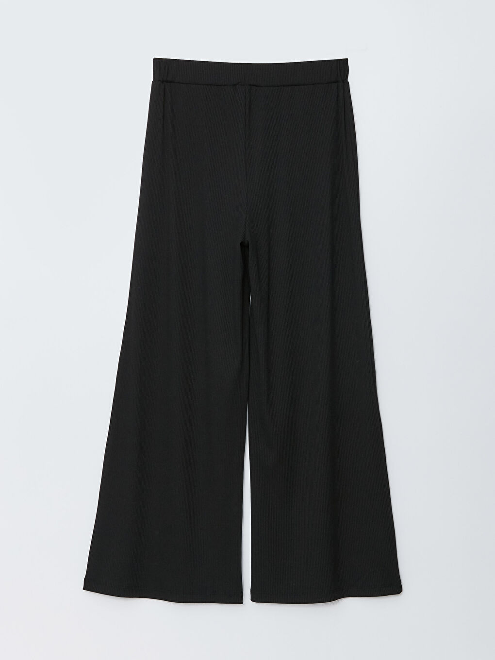 Siyah Kadın Beli Lastikli Düz Pantolon-6