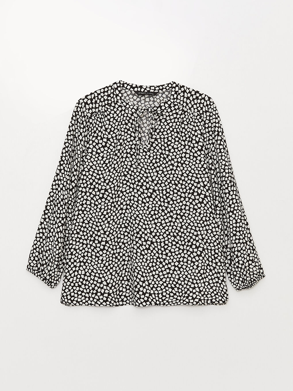 Tie Neck Patterned Women's Blouse-5