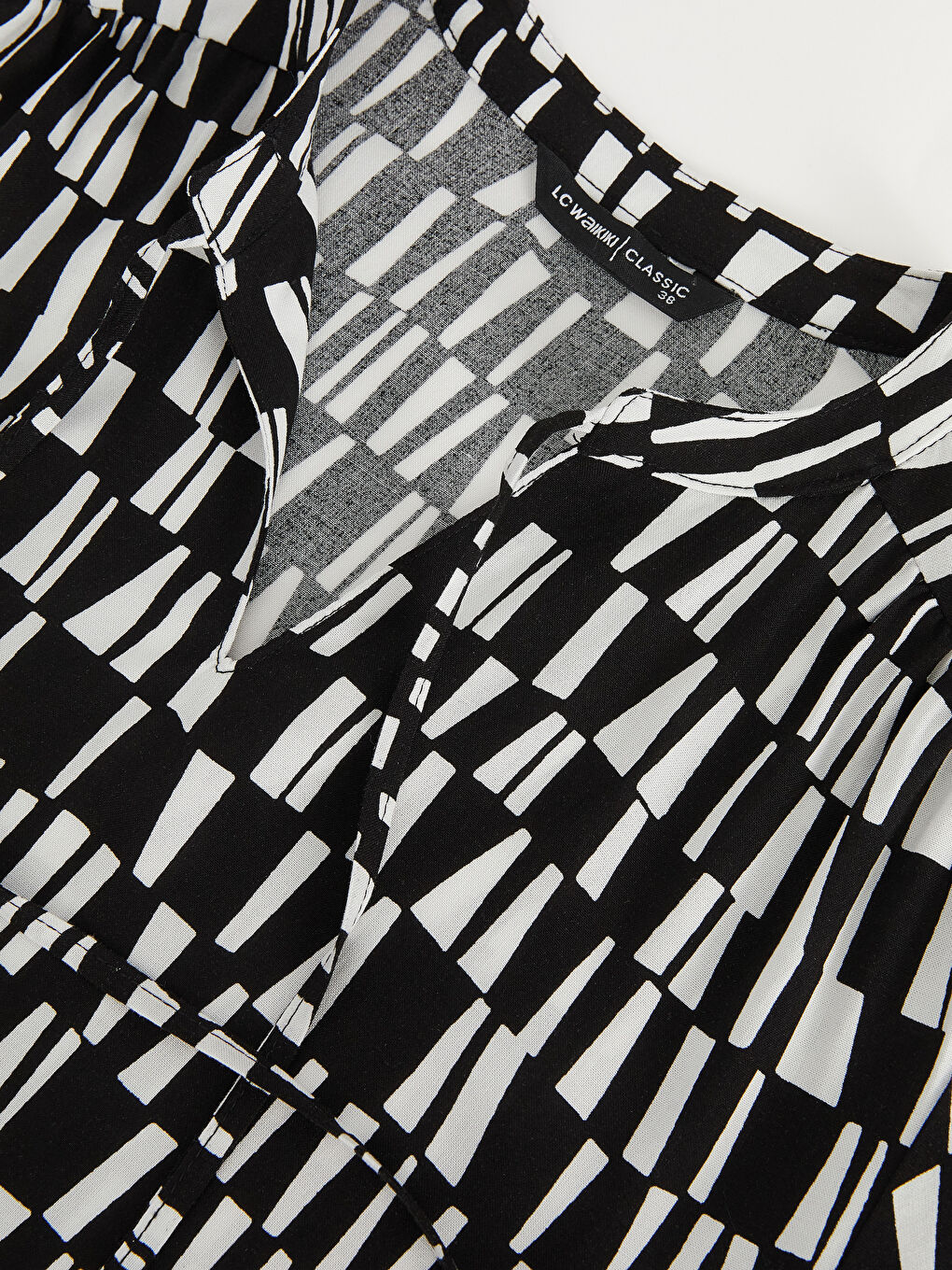 Блузка Женская С Узорчатым Воротником На Завязках-6