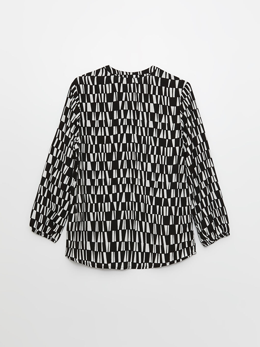 Блузка Женская С Узорчатым Воротником На Завязках-7