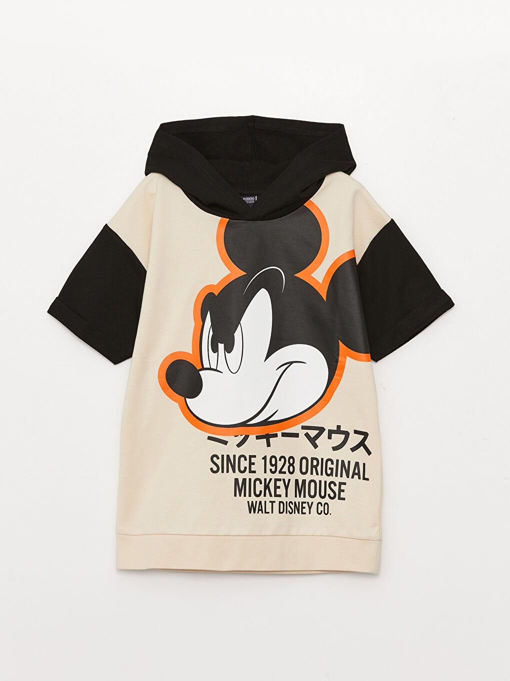 LC Waikiki Comfortable Fit Hooded Mickey Mouse Printed Boys T-Shirt -S37092Z4-FVU