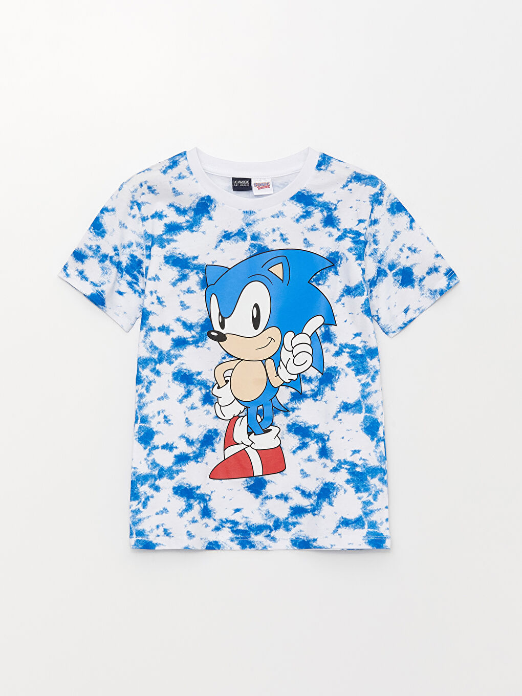 Mavi Bisiklet Yaka Sonic Baskılı Kısa Kollu Erkek Çocuk Tişört