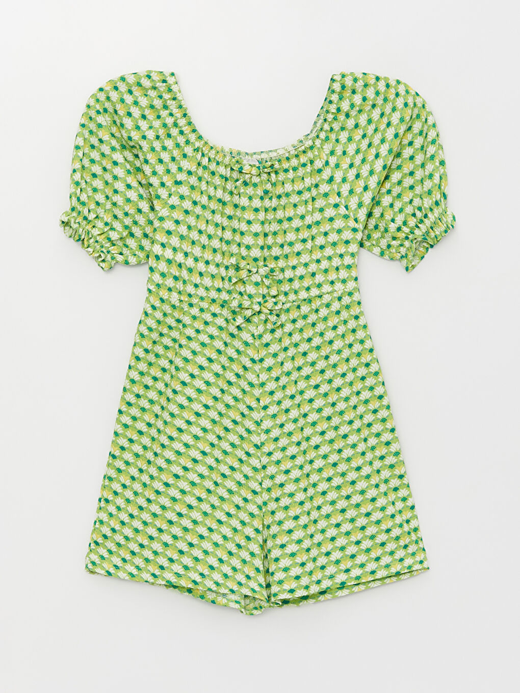 U Neck Patterned Short Sleeve Girls' Jumpsuit -S37111Z4-LRR