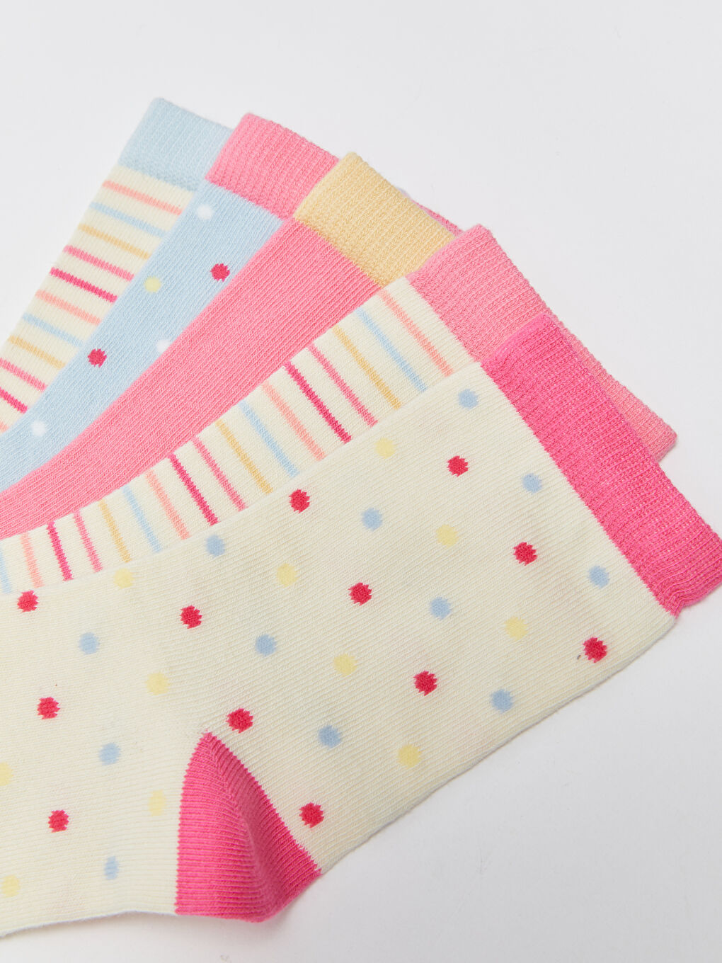 Bej Desenli Kız Çocuk Soket Çorap 5'li-2